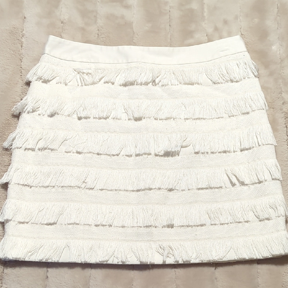 The Limited White Fringe Mini Skirt